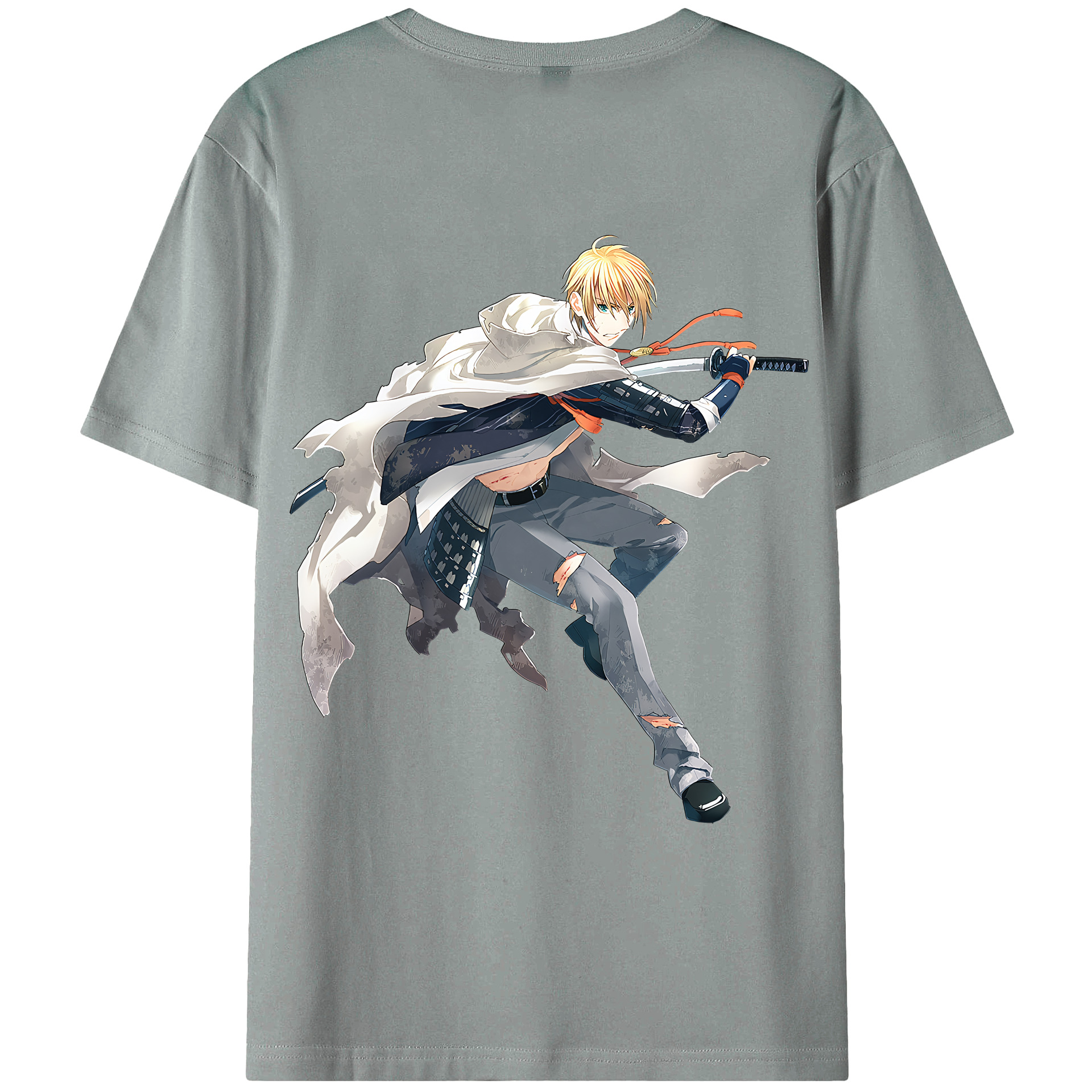 （画像用） 刀剣乱舞 Touken Ranbu 綿100％ メンズ半袖Tシャツ（バックプリント） 通気性